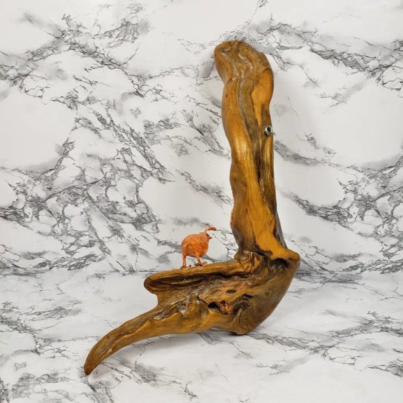 Handmade Driftwood Quail Desert Cactus Turquoise Wall Art Vintage - Picture 3 of 9